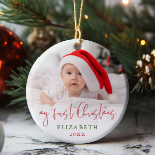 Mitt första julskript Baby Photo Keepsaké Julgransprydnad Keramik