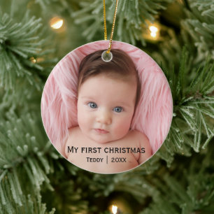 Mitt första jultomfoto julgransprydnad keramik