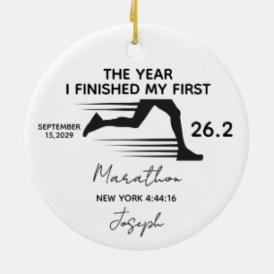 Mitt Första Maraton 26.2 Anpassat Namn & År Julgransprydnad Keramik