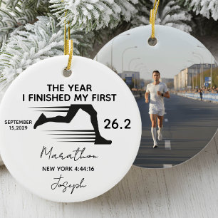 Mitt Första Maraton 26.2 Anpassat Namn & Foto Julgransprydnad Keramik