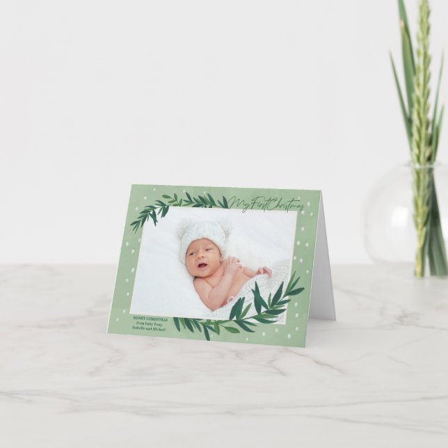 Mitt första moderna botaniska Baby-foto i julklapp Helgkort (Framsida)