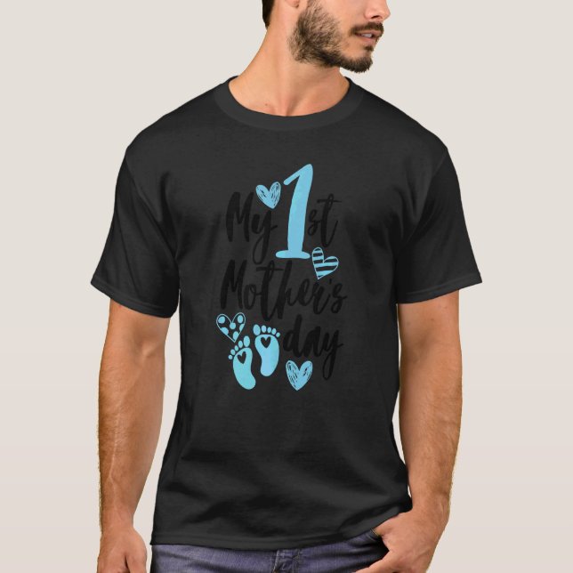 Mitt första Mors dag Boy Heart Footprint Mor T Shirt (Framsida)