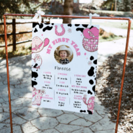 Mitt första rodeo cowgirl-rosa-foto Milestone Poster