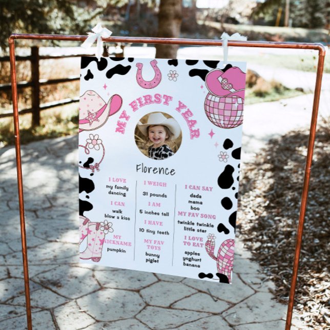 Mitt första rodeo cowgirl-rosa-foto Milestone Poster (Skapare uppladdad)