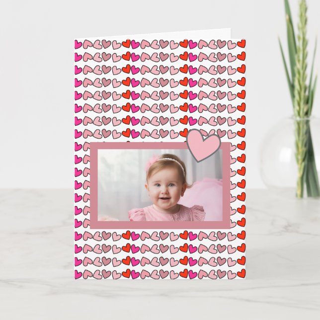 Mitt foto på Rosa Hearts Valentine Day Card Kort (Framsida)