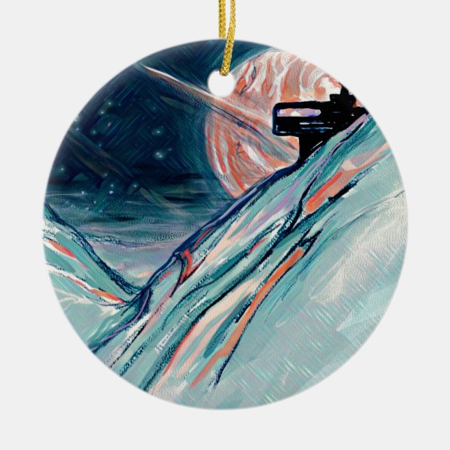 Mitt framtida hem i rymden julgransprydnad keramik (Framsidan)