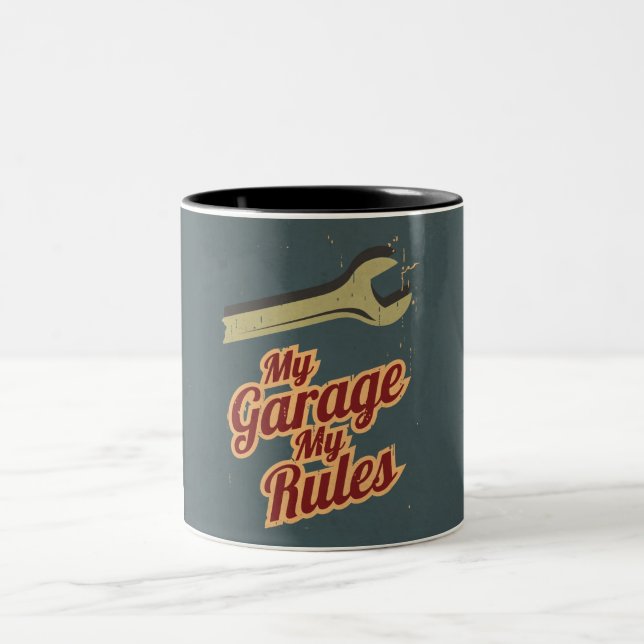 Mitt garage min regler Två-Tonad mugg (Center)