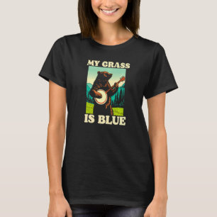 Mitt gräs är blått Banjo Björn Retro Natur Grafik T Shirt