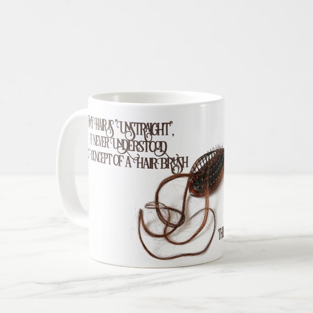 Mitt hår är UnStraight Script Typography Mugg (Framsida vänster)