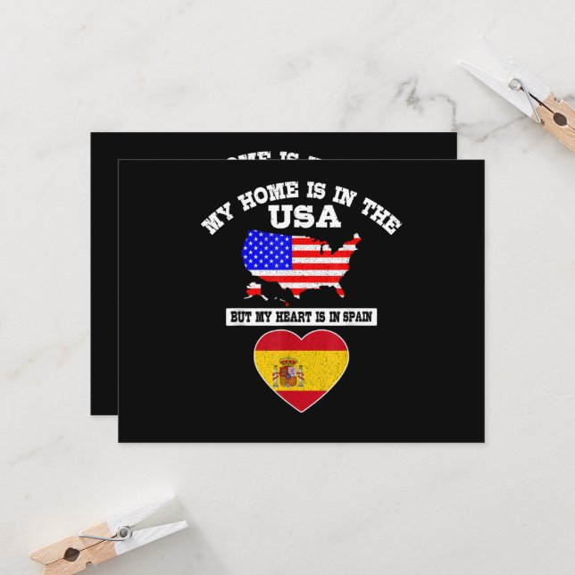 Mitt hem är i USA Mitt hjärta är i Spanien Inbjudningar (Fram/Back In Situ)