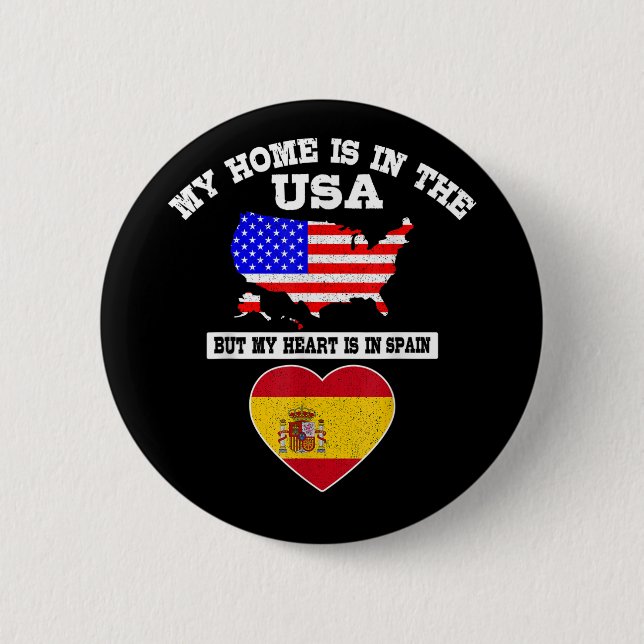 Mitt hem är i USA Mitt hjärta är i Spanien Knapp (Framsida)