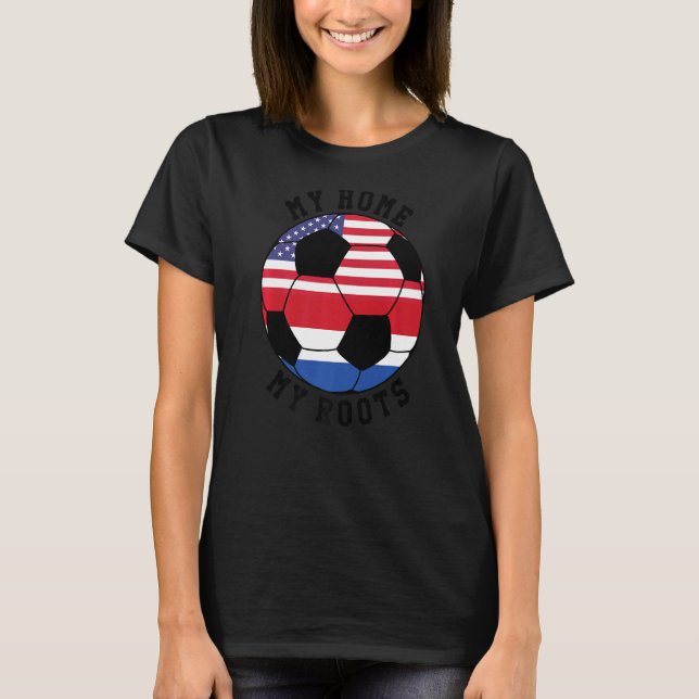 Mitt hem - mina rötter - Nederländska Flagga-fotbo T Shirt (Framsida)