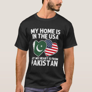 Mitt Hem USA Mitt Hjärta Pakistan Pakistan-Amerika T Shirt