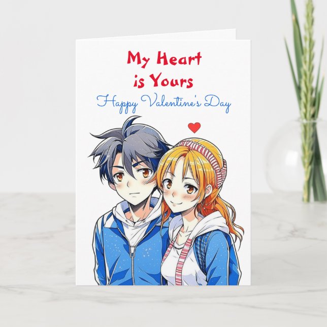 Mitt hjärta är ditt | Anime Glad Alla Hjärtans Dag Kort (Framsida)