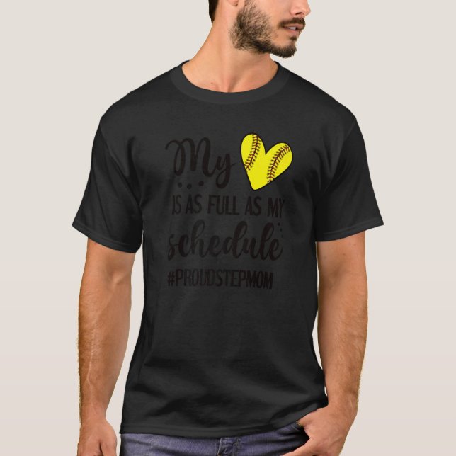 Mitt hjärta är Fullt Softball Stepmamma T Shirt (Framsida)