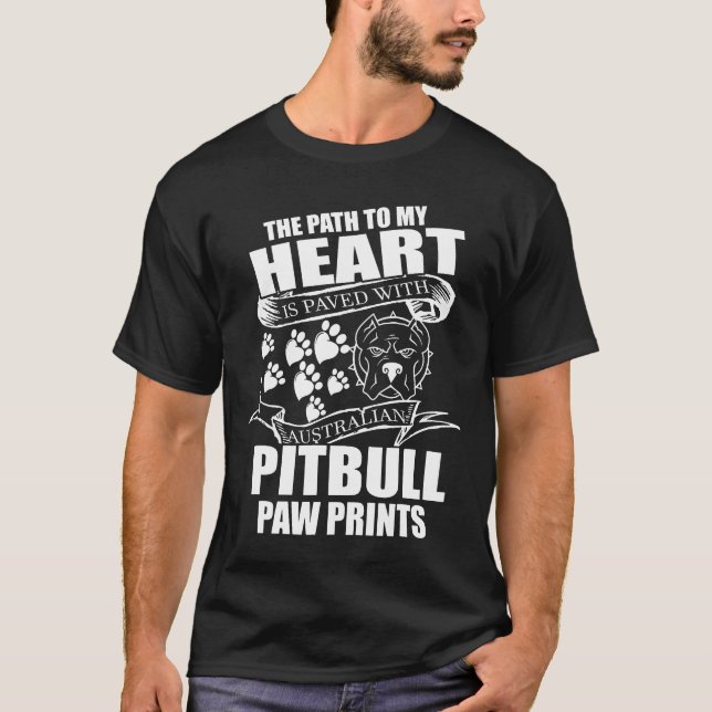 Mitt hjärta är fyllt av Aus Pitbull Tass avtryck n T Shirt (Framsida)