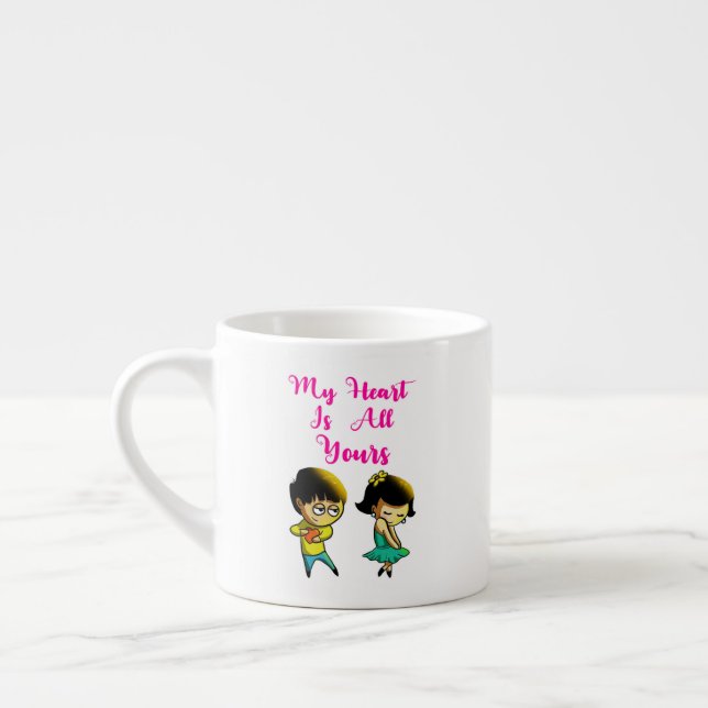 Mitt hjärta är hela ditt Bestie Valentine Girlkomp Espressomugg (Vänster)