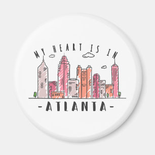 Mitt hjärta är i ATLANTA Kärlek USA - Handdragen S Magnet