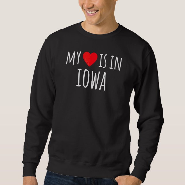 Mitt hjärta är i Iowa Cute American State Lång Ärmad Tröja (Framsida)