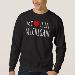 Mitt hjärta är i Michigan Cute American State Lång Ärmad Tröja