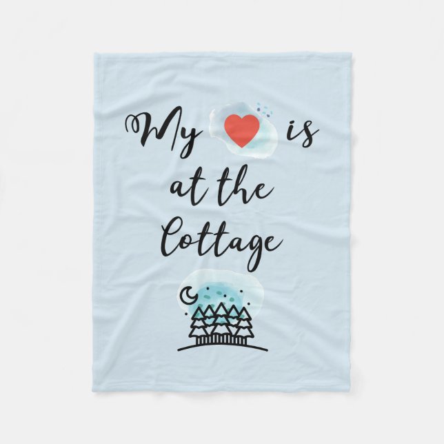 Mitt hjärta är i stugan med Träd Färg Fleecefilt (Framsidan)