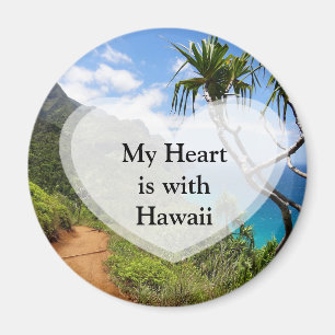 Mitt hjärta är med Hawaii Button Magnet