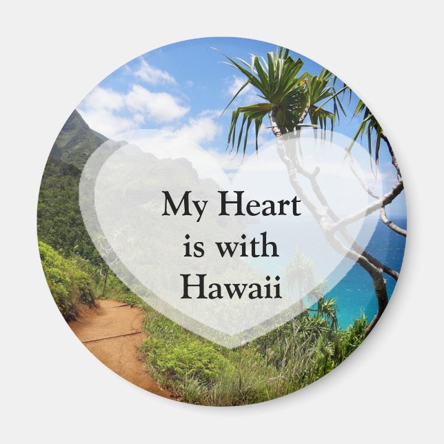 Mitt hjärta är med Hawaii Button Magnet (Framsidan)
