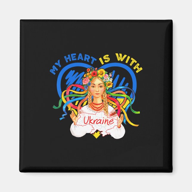 Mitt hjärta är med Ukraina, be för Ukraina kvinna  Magnet (Framsidan)