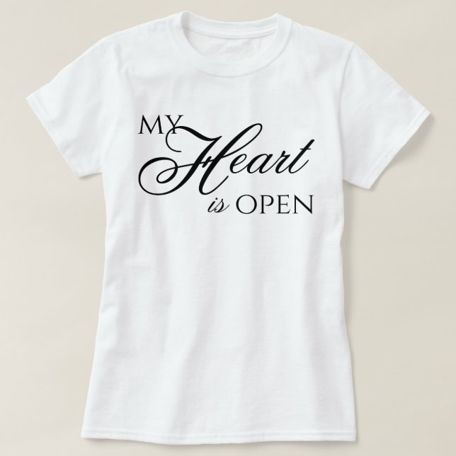 "Mitt hjärta är öppet" estetisk skriptbekräftelse T Shirt (Design framsida)
