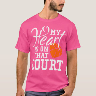 Mitt hjärta är på den där domstolens basket t shirt