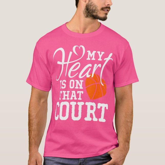 Mitt hjärta är på den där domstolens basket t shirt (Framsida)