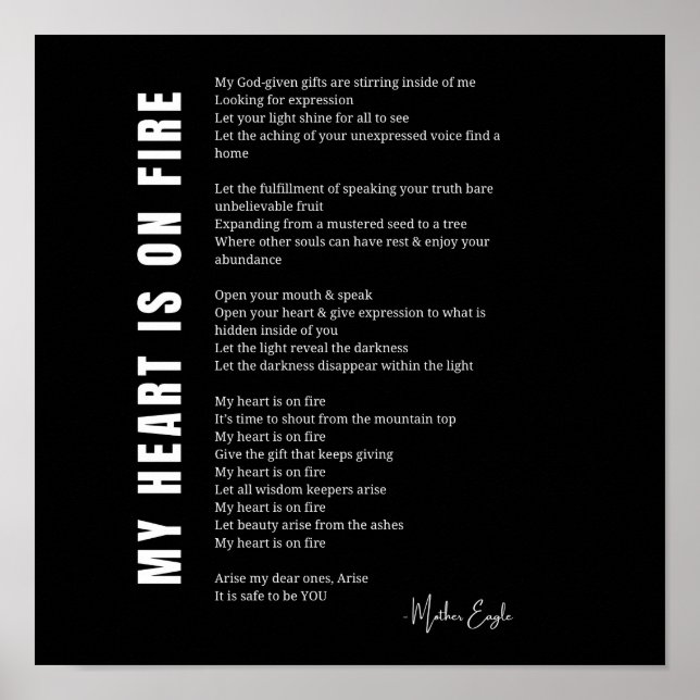 Mitt hjärta är på en dikt för branduppmuntran poster (Framsidan)