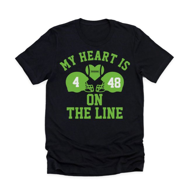 Mitt hjärta är på linjen fotboll 2 spelare t shirt (Skapare uppladdad)