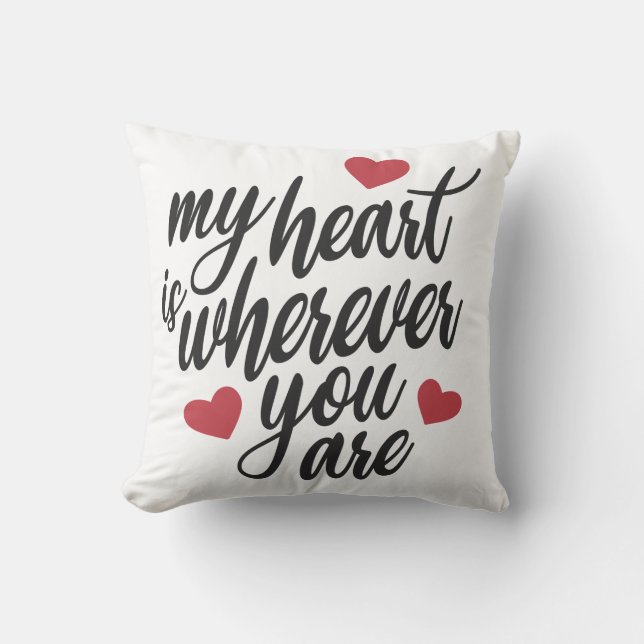 Mitt hjärta är varhelst du är Valentine Pillow Kudde (Framsida)
