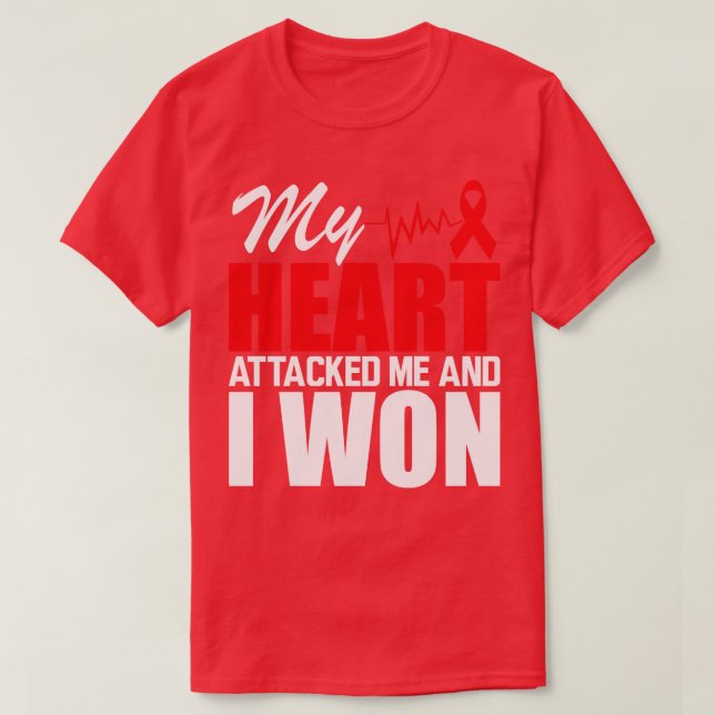 Mitt hjärta attackerade mig och jag vann. t shirt (Design framsida)