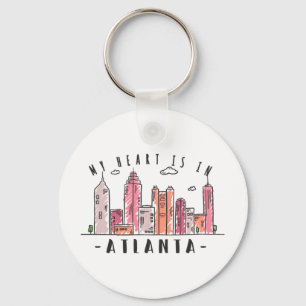 Mitt hjärta finns i ATLANTA Kärlek USA - Handdrage Nyckelring