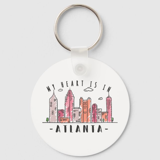 Mitt hjärta finns i ATLANTA Kärlek USA - Handdrage Nyckelring (Framsida)