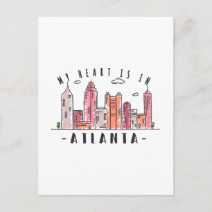 Mitt hjärta finns i ATLANTA Kärlek USA - Handdrage Vykort