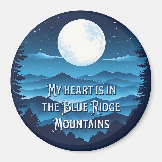 Mitt hjärta finns i Blue Ridge Mountains Magnet (Framsidan)