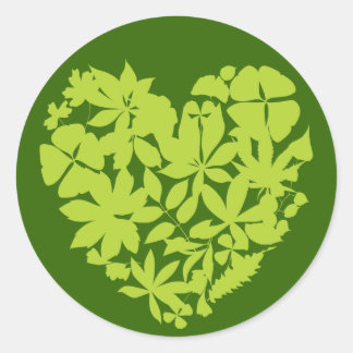 Mitt hjärta går på Grönt Sticker Runt Klistermärke
