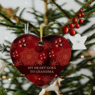 Mitt hjärta går till mormor julgransprydnad keramik
