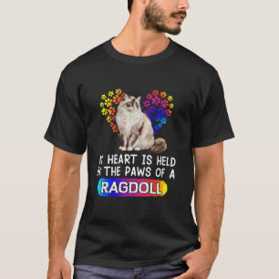 Mitt hjärta hålls av Tassar på en ragdoll katt Kär T Shirt