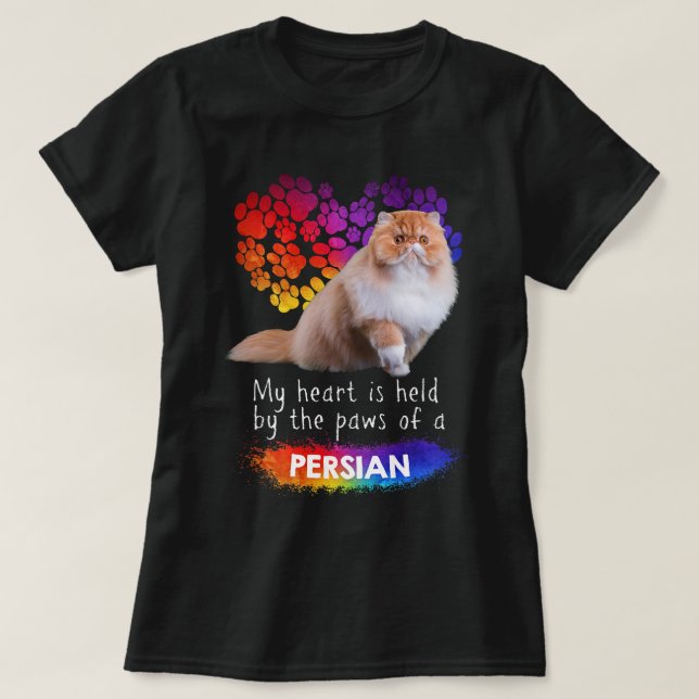 Mitt hjärta innehas av Tassen av en persisk katt T Shirt (Design framsida)