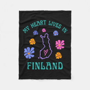 Mitt hjärta lever i Finlands Retro Groovy Travel o Fleecefilt