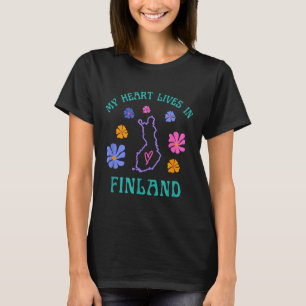 Mitt hjärta lever i Finlands Retro Groovy Travel o T Shirt