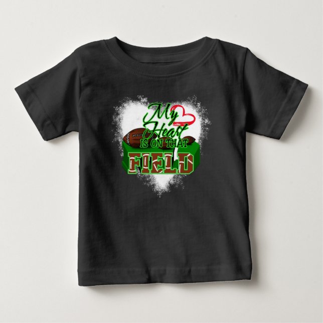 Mitt hjärta ligger på fotboll i Fält, fotbollsgåva T Shirt (Framsida)
