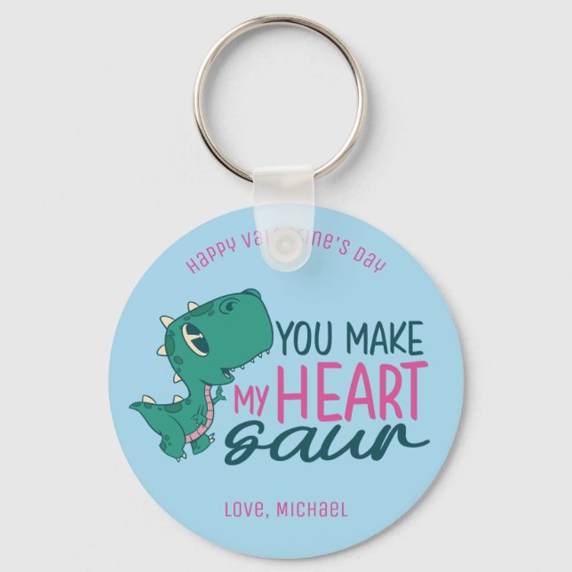 Mitt hjärta Saur Funny Dino Pun Cute Valentines da Nyckelring (Framsida)