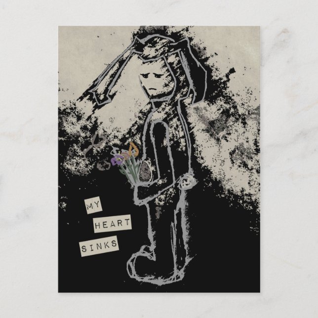 Mitt hjärta sjunker sympati för sinibunny vykort (Framsida)