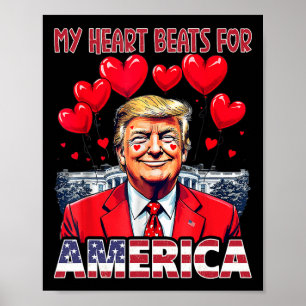 Mitt hjärta slår för Amerika Trump Alla hjärtans d Poster