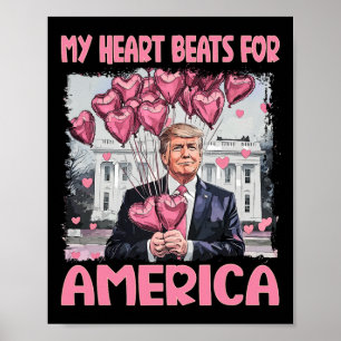 Mitt hjärta slår för Amerika Trump Alla hjärtans d Poster